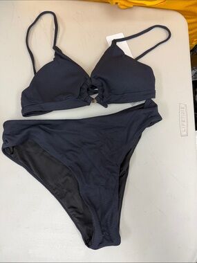ISwaves Classic Textured Black Bikini Set - Women's Swim size small 2 piece new